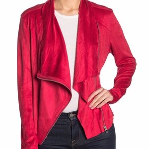 BLANKNYC Denim Faux Suede Drape Front Jacket‎